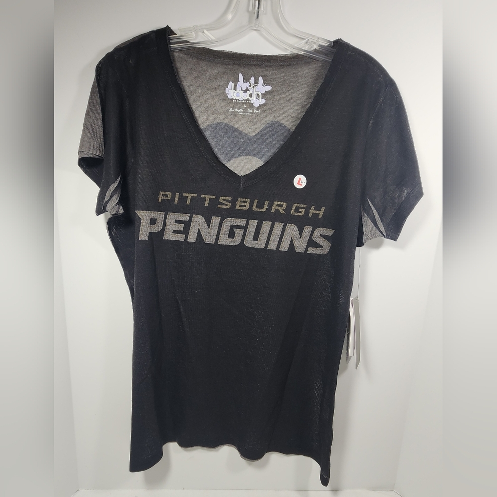 NWT Touch By Alyssa Milano NHL Pittsburgh Penguins Women's T-Shirt Large Black